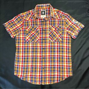 G-Star Raw Men's Multicolor Anderson Keith Plaid Short Sleeve Shirt Size Large